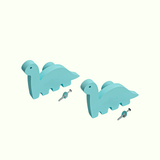 Dinosaur Wooden Cabinet Knobs - Set of 2 - Blue