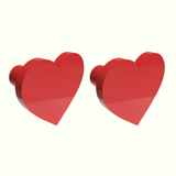 Heart Wooden Cabinet Knobs - Set of 2 - Red