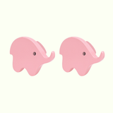 Elephant Wooden Cabinet Knobs - Set of 2 - Pink