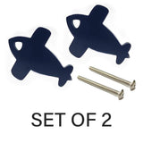 Aeroplane MDF Wood Knobs - Set of 2 - Dark Blue