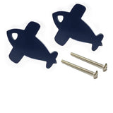 Aeroplane MDF Wood Knobs - Set of 2 - Dark Blue