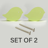Bird Wooden Cabinet Knobs - Set of 2 - Green