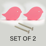 Bird Wooden Cabinet Knobs - Set of 2 - Pink