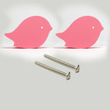 Bird Wooden Cabinet Knobs - Set of 2 - Pink
