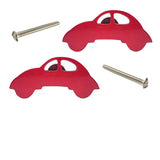 Car Wooden Cabinet Knobs - Set of 2 - Red