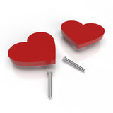 Heart Wooden Cabinet Knobs - Set of 2 - Red