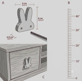 Bunny Wooden Cabinet Knobs - Set of 2 - Pink