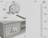 Elephant Wooden Cabinet Knobs - Set of 2 - Blue