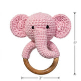 Handcrafted Cotton Elephant Teether with Natural Neem Wood Ring