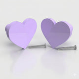 Heart Wooden Cabinet Knobs - Set of 2 - Lavendar