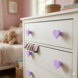 Heart Wooden Cabinet Knobs - Set of 2 - Lavendar