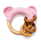 Handcrafted Cotton Teether with Natural Neem Wood Ring
