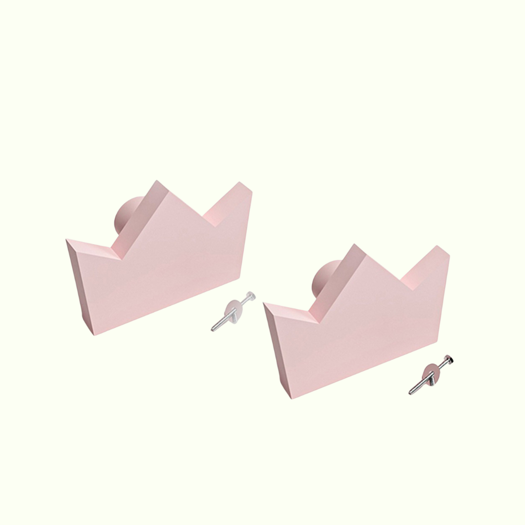 Crown Wooden Cabinet Knobs - Set of 2 - Pink