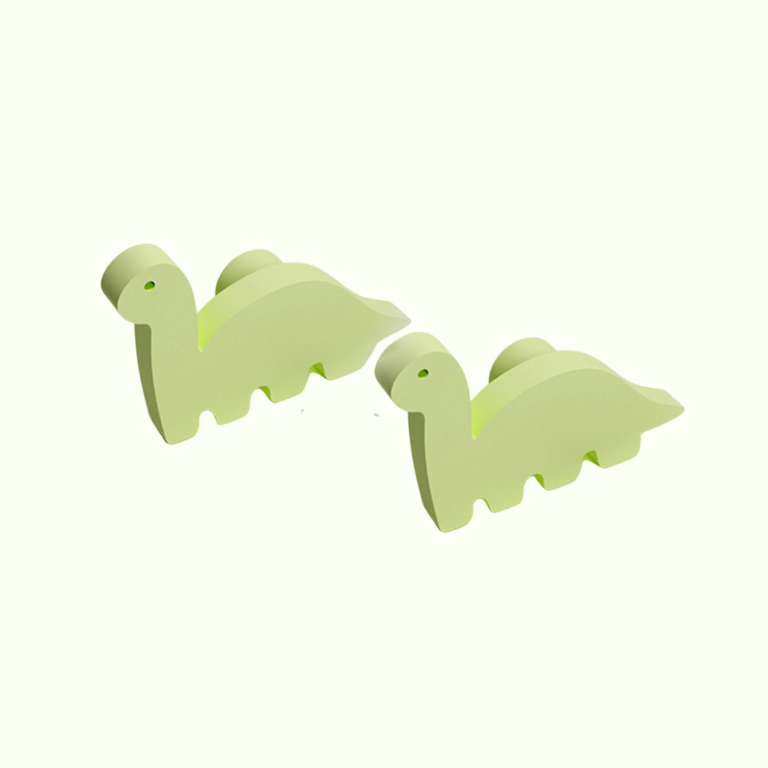 Dinosaur Wooden Cabinet Knobs - Set of 2 - Green