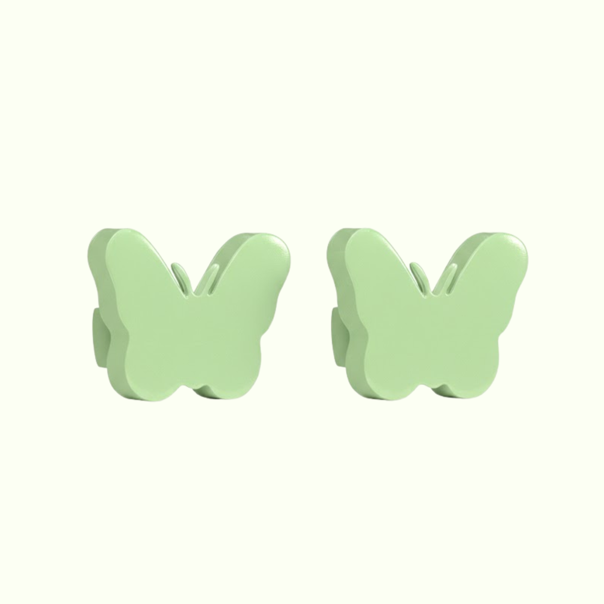 Butterfly Wooden Cabinet Knobs - Set of 2 - Light Green