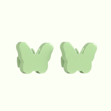 Butterfly Wooden Cabinet Knobs - Set of 2 - Light Green