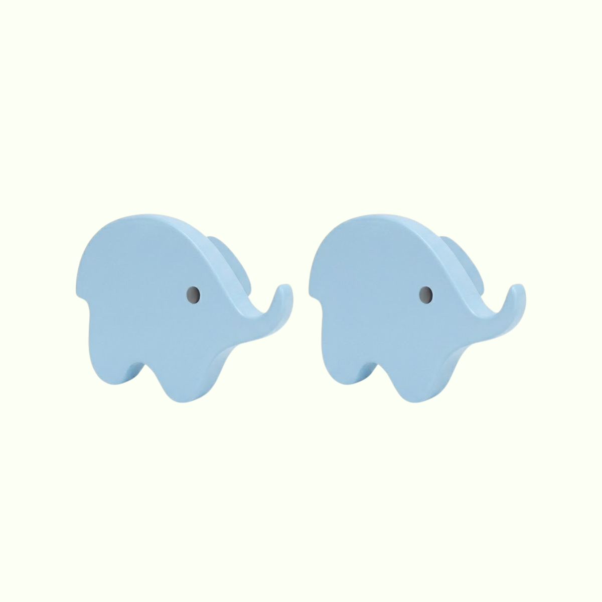Elephant Wooden Cabinet Knobs - Set of 2 - Blue