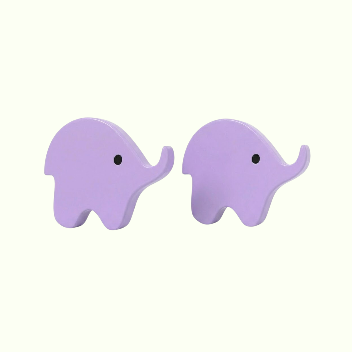 Elephant Wooden Cabinet Knobs - Set of 2 - Purple