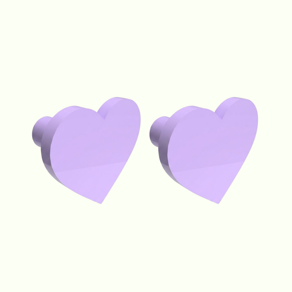 Heart Wooden Cabinet Knobs - Set of 2 - Lavendar