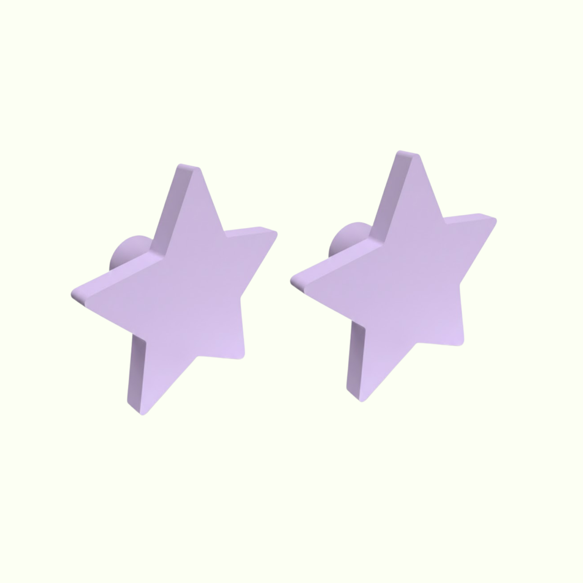 Star Wooden Cabinet Knobs - Set of 2 - Lavendar