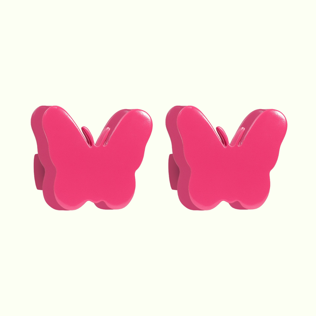 Butterfly Wooden Cabinet Knobs - Set of 2 - Pink