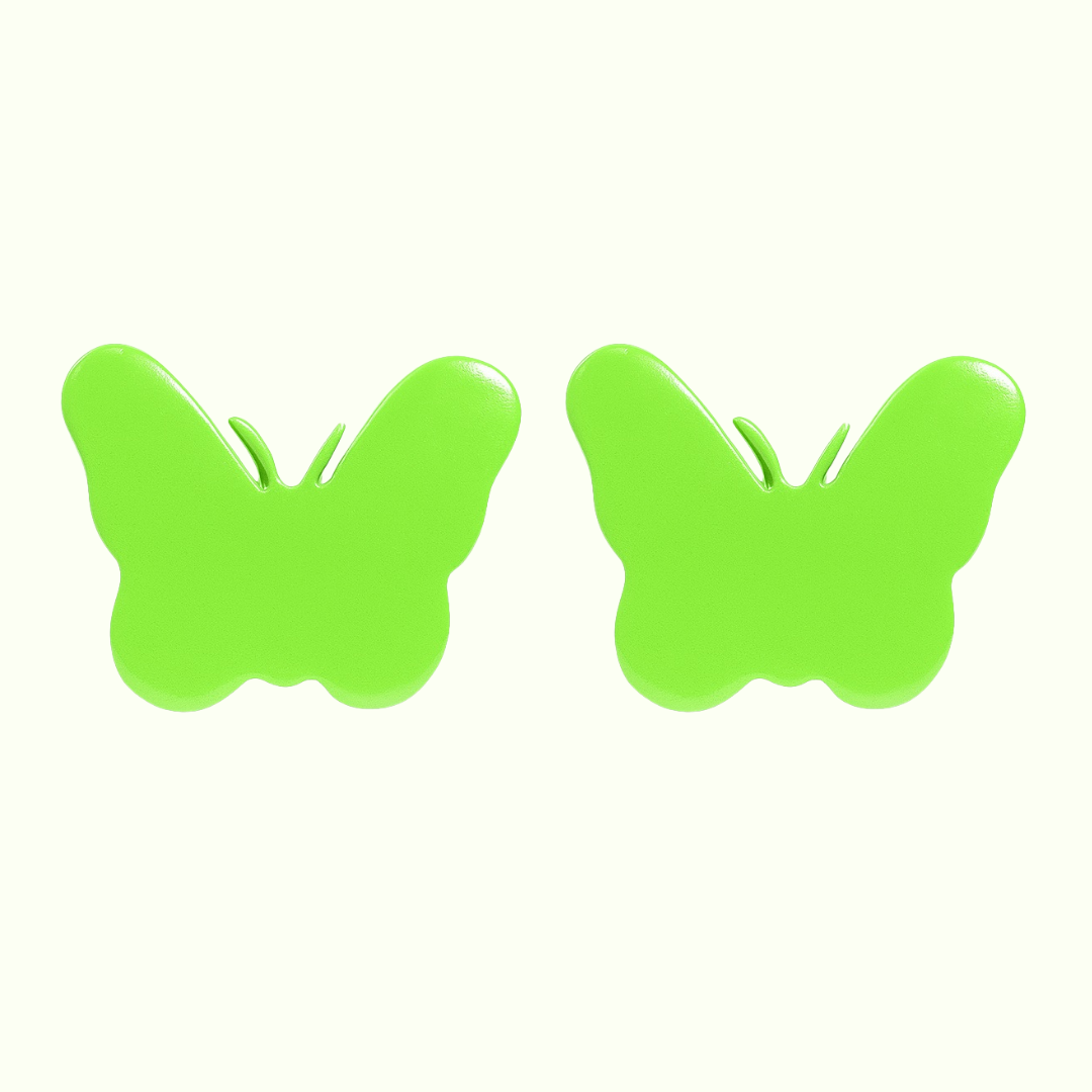 Butterfly Wooden Cabinet Knobs - Set of 2 - Green