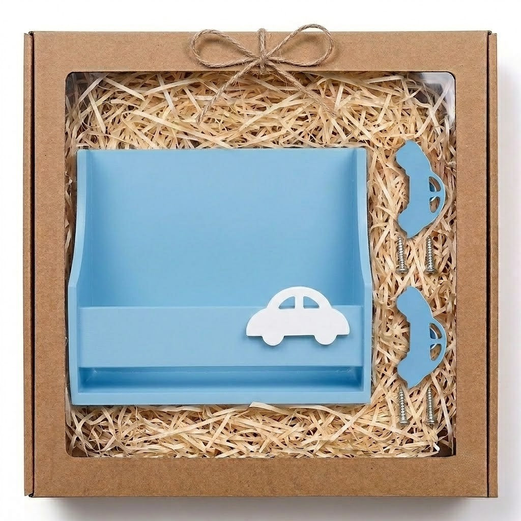 FLYFROG Car Kids Wall Shelf Gift Set with 2 Decorative Knobs