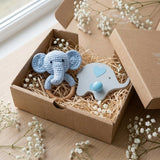 FLYFROG Newborn Gift Set, Teether & Nursery Wall Hook: Elephant Blue
