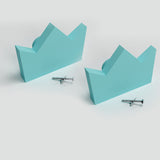 Crown Wooden Cabinet Knobs - Set of 2 - Blue