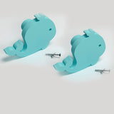 Dolphin Wooden Cabinet Knobs - Set of 2 - Blue