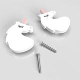 Unicorn Wooden Cabinet Knobs - Set of 2 - White