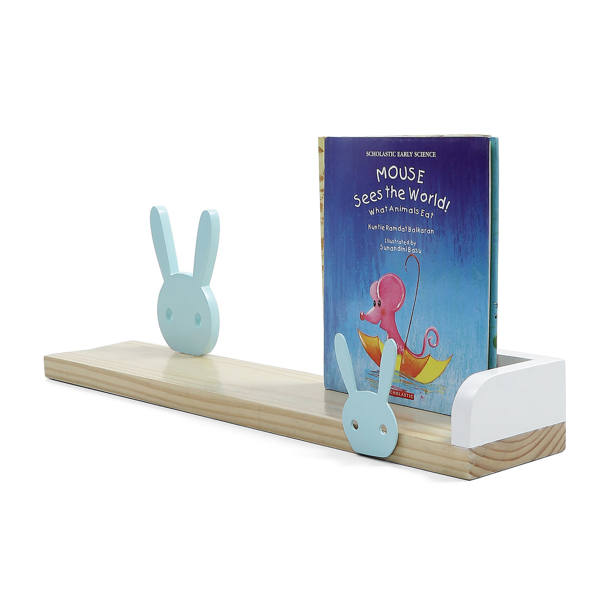 Wooden Wall Mounted Shelf - Bunnies Blue