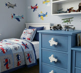 Aeroplane Wooden Wood Knobs (Set of 2)
