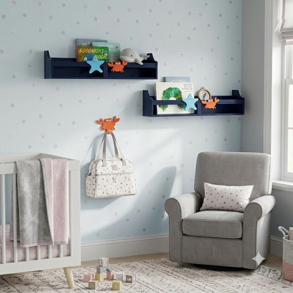 Sea Animals Wooden Wall Mounted Shelf