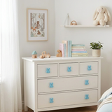 Bunny Wooden Cabinet Knobs - Set of 2 - Blue